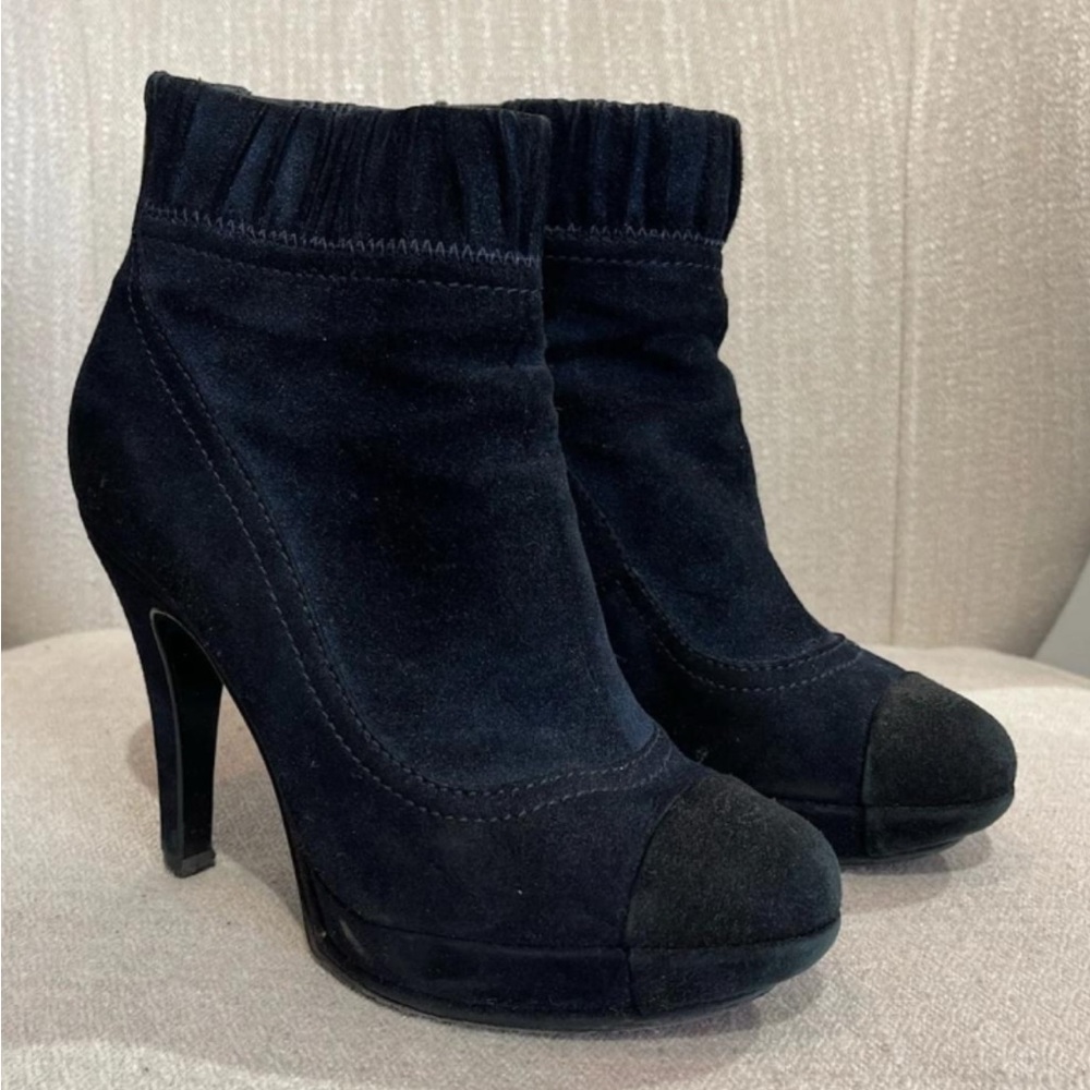 Chanel Blue Suede Booties